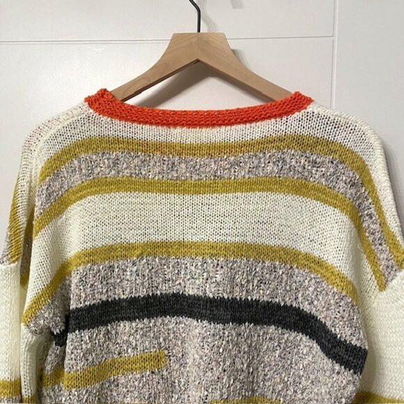 Mystree Multicolor Striped Drop-Shoulder Crewneck Sweater Size Small - Picture 7 of 14